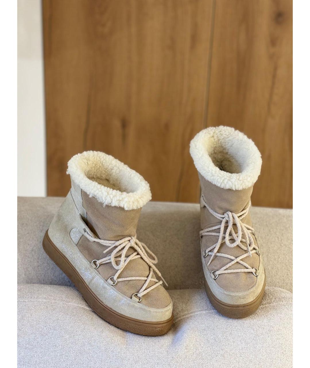 MONCLER Бежевые замшевые ботинки, фото 2