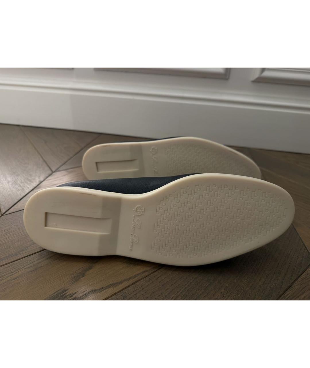 LORO PIANA Темно-синие кожаные лоферы, фото 5