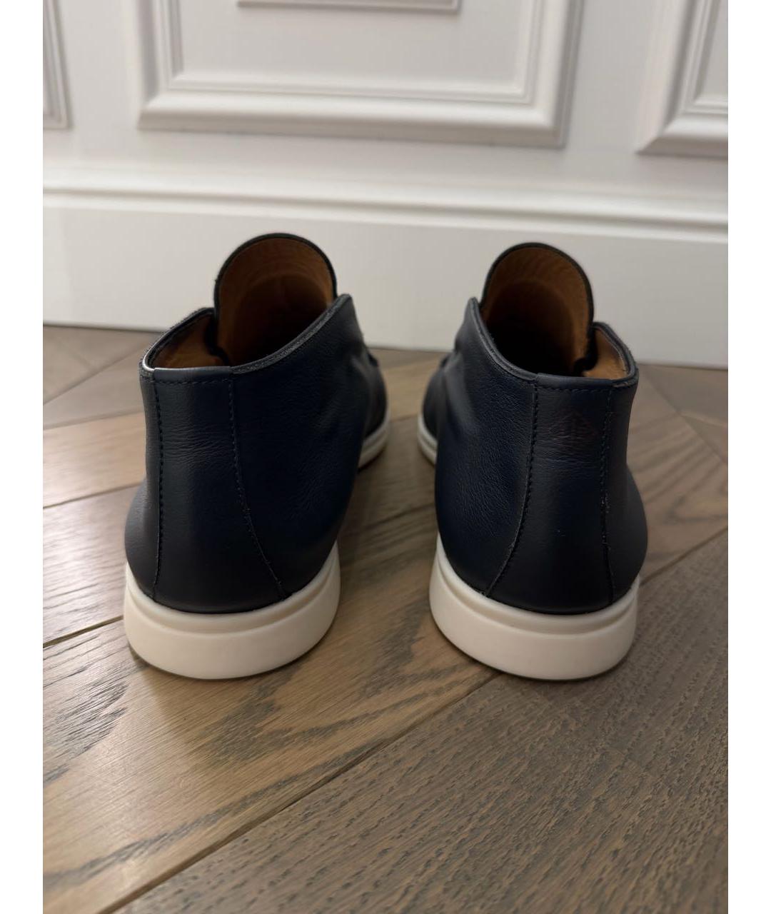 LORO PIANA Темно-синие кожаные лоферы, фото 4