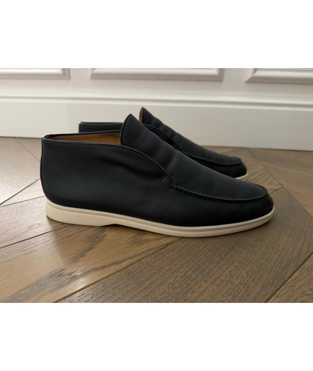 LORO PIANA Темно-синие кожаные лоферы, фото 6