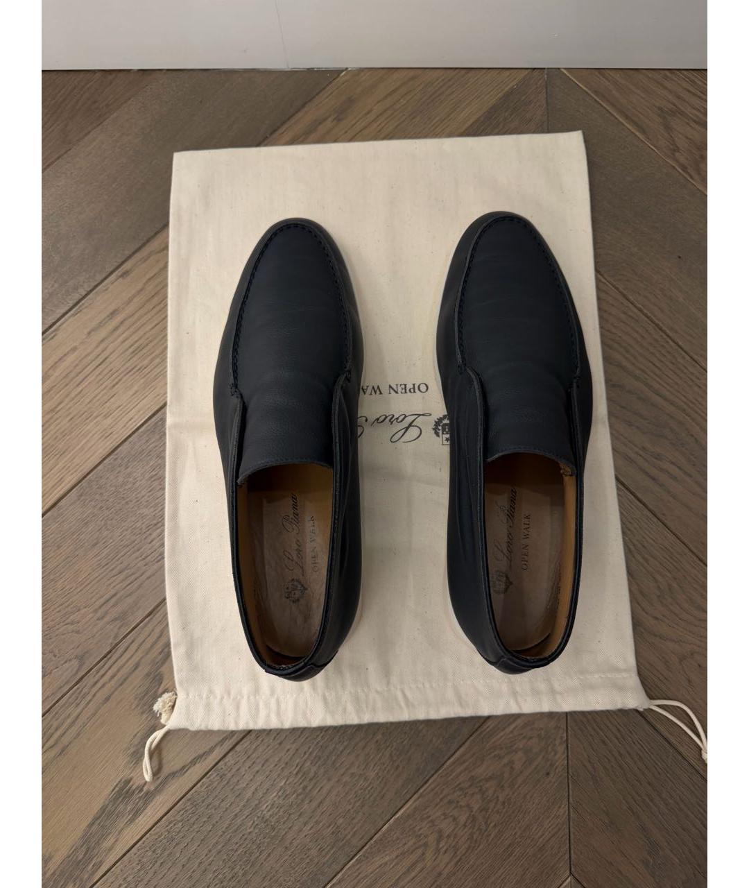 LORO PIANA Темно-синие кожаные лоферы, фото 3