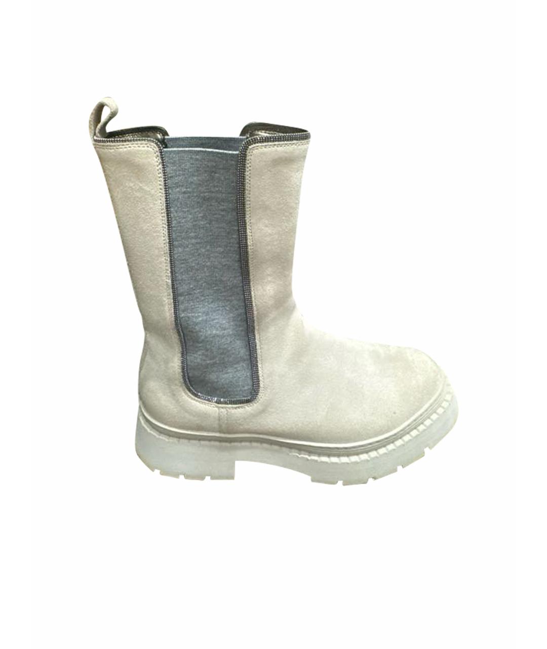 BRUNELLO CUCINELLI Бежевые замшевые полусапоги, фото 1