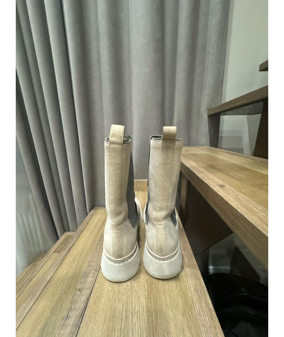 BRUNELLO CUCINELLI Бежевые замшевые полусапоги, фото 4