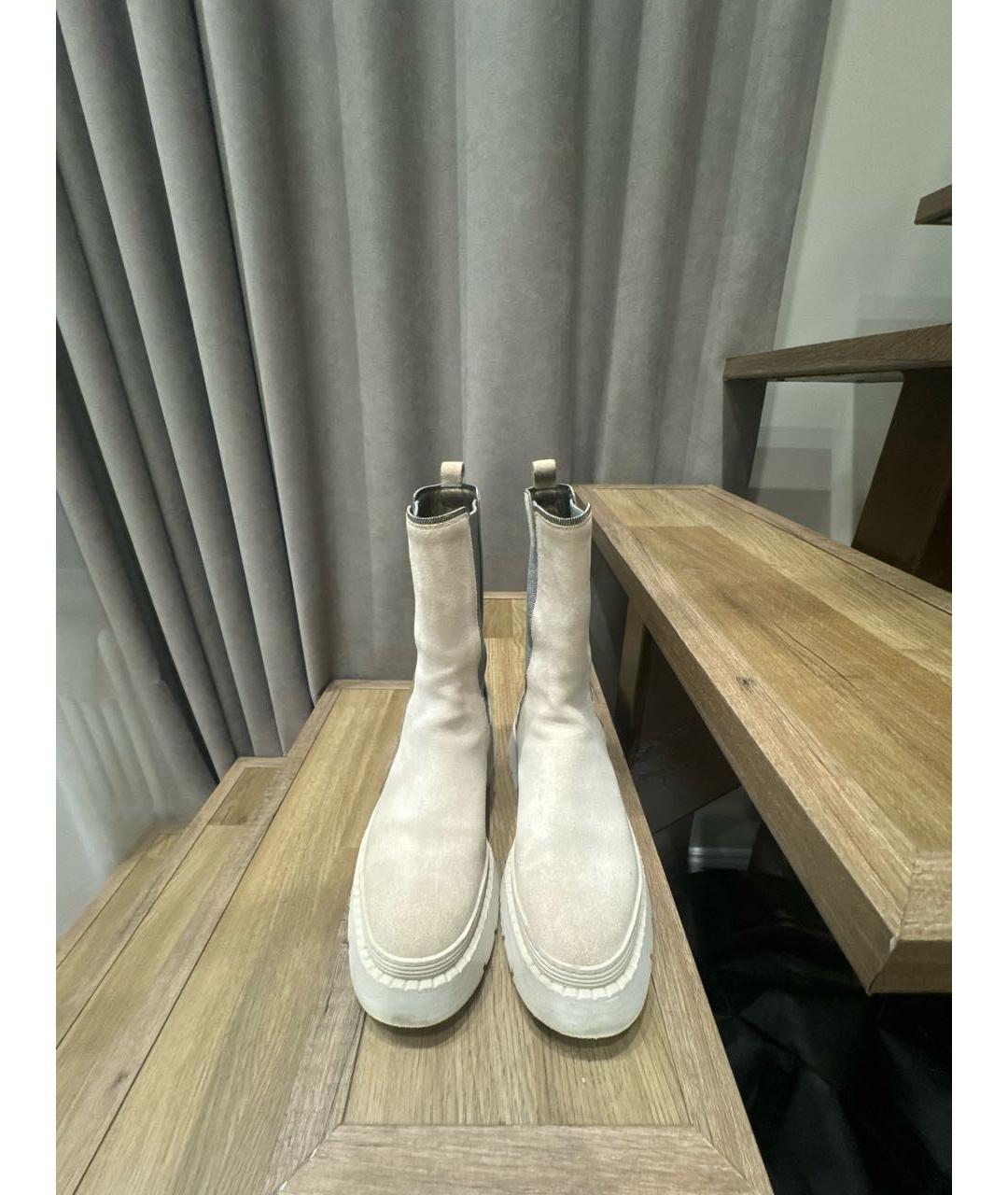 BRUNELLO CUCINELLI Бежевые замшевые полусапоги, фото 2