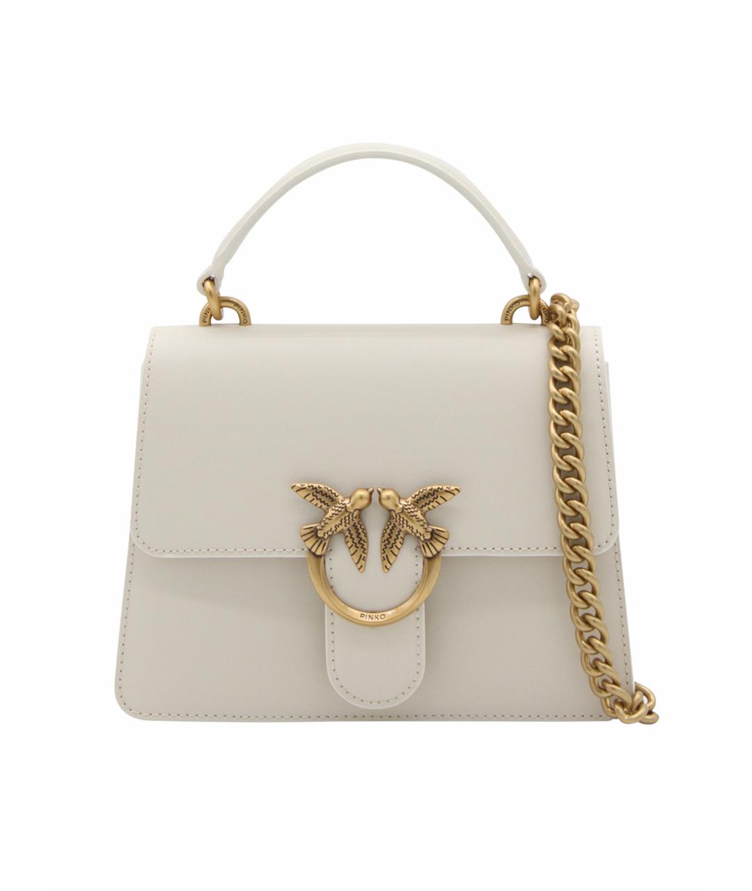 PINKO Белая кожаная сумка с короткими ручками, фото 1