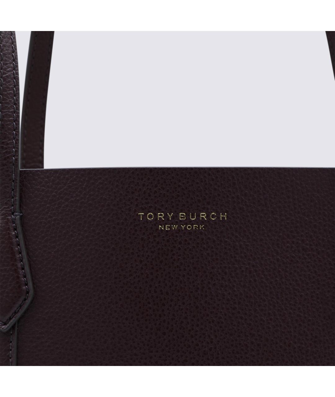 TORY BURCH Бордовая кожаная сумка тоут, фото 4