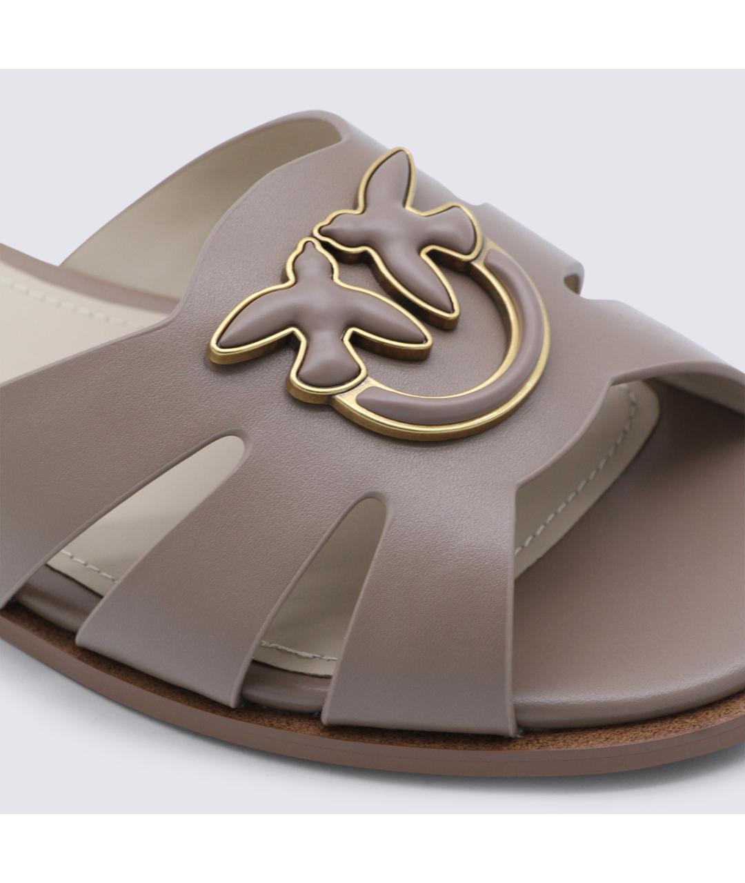 PINKO Коричневые кожаные шлепанцы, фото 4
