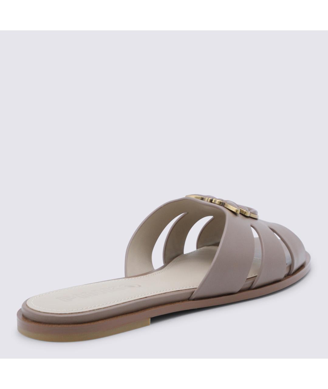 PINKO Коричневые кожаные шлепанцы, фото 3