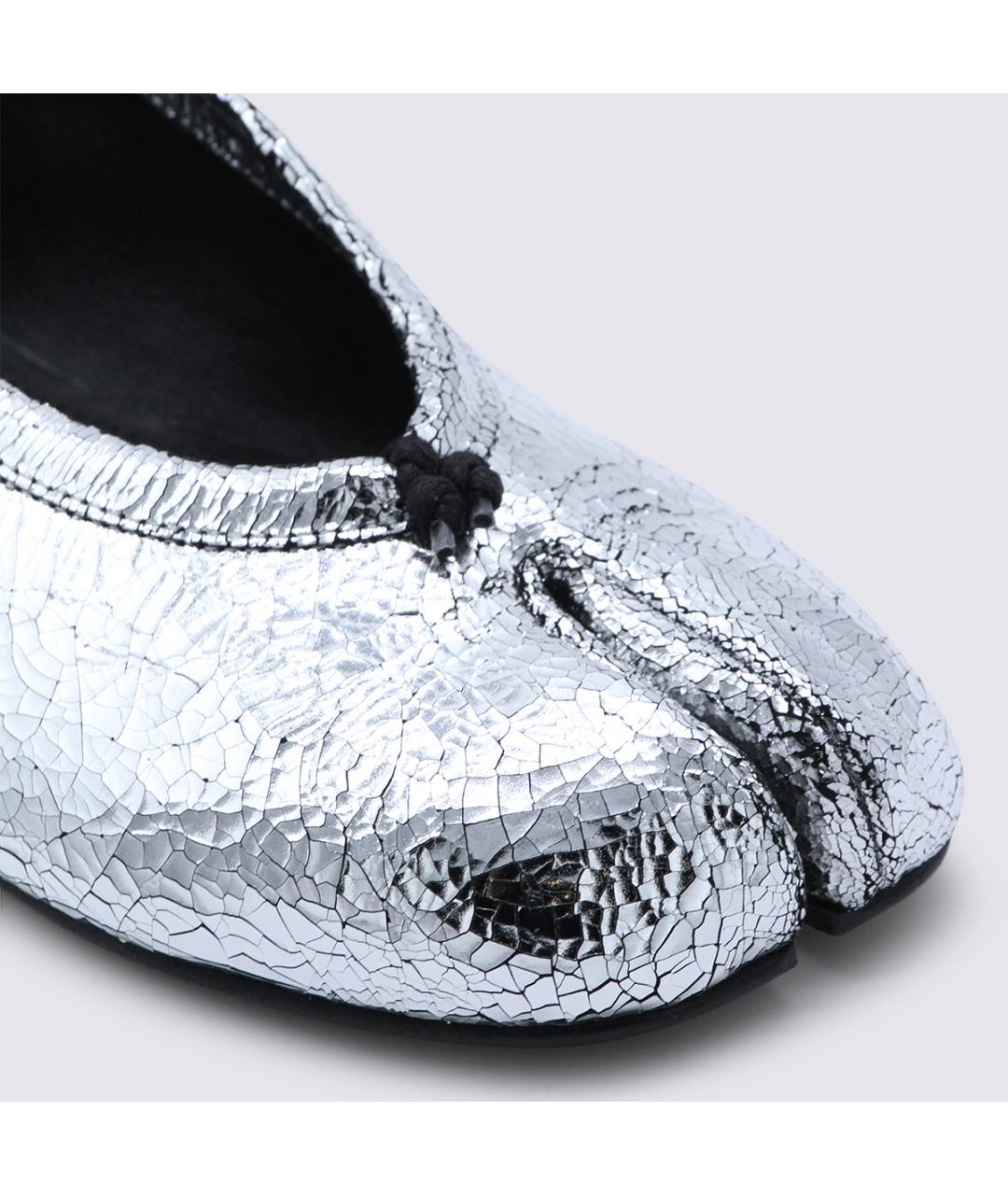 MAISON MARGIELA Серебряные кожаные балетки, фото 4