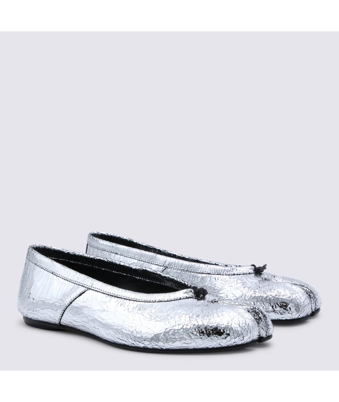 MAISON MARGIELA Серебряные кожаные балетки, фото 2