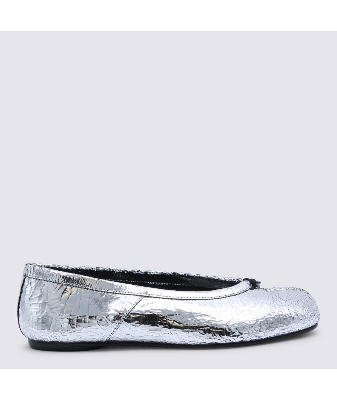 MAISON MARGIELA Серебряные кожаные балетки, фото 5