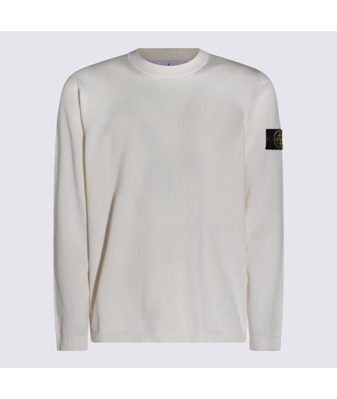 STONE ISLAND Белый хлопковый джемпер / свитер, фото 4