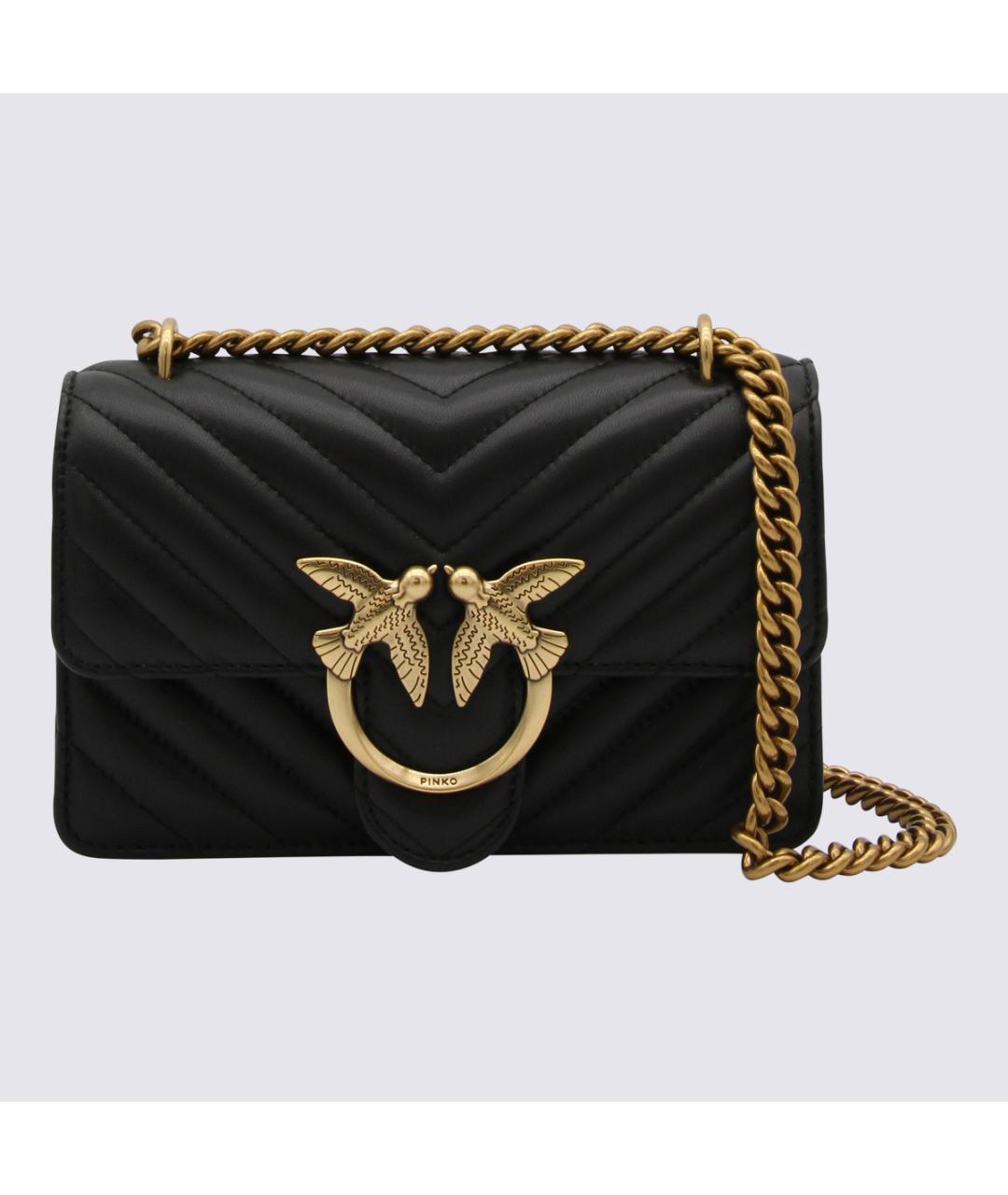PINKO Черная кожаная сумка через плечо, фото 3