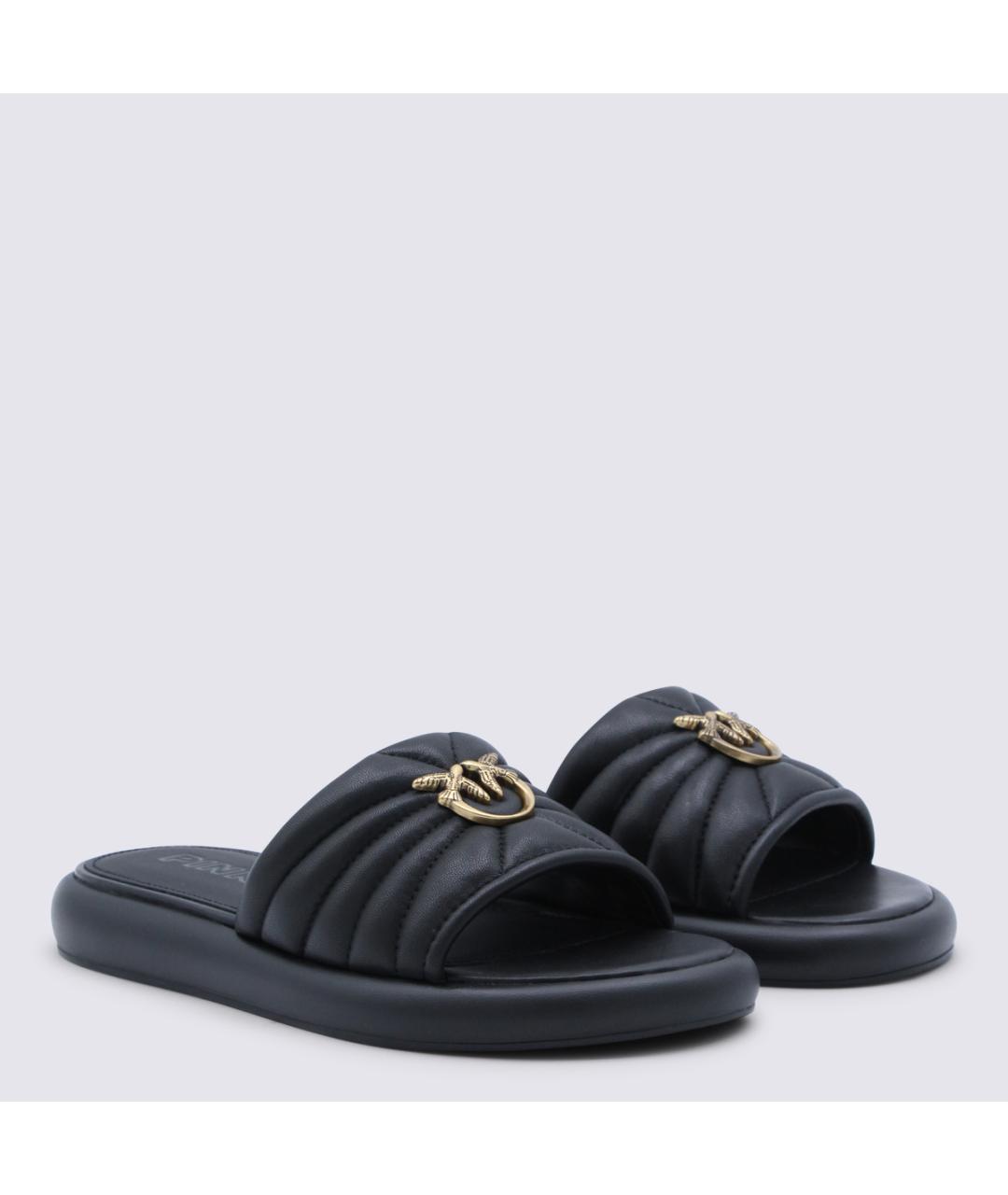 PINKO Черные кожаные шлепанцы, фото 2
