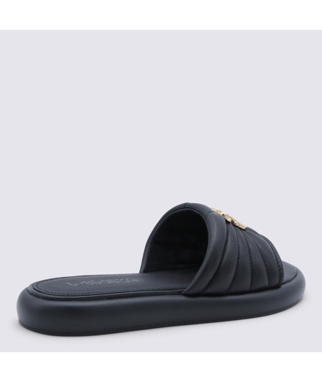 PINKO Черные кожаные шлепанцы, фото 3