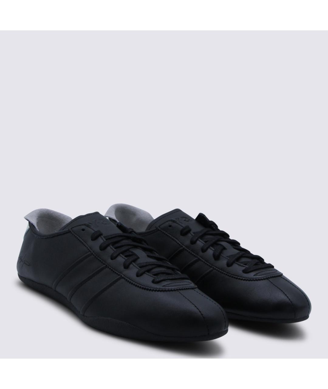 Y-3 Черные кожаные низкие кроссовки / кеды, фото 2