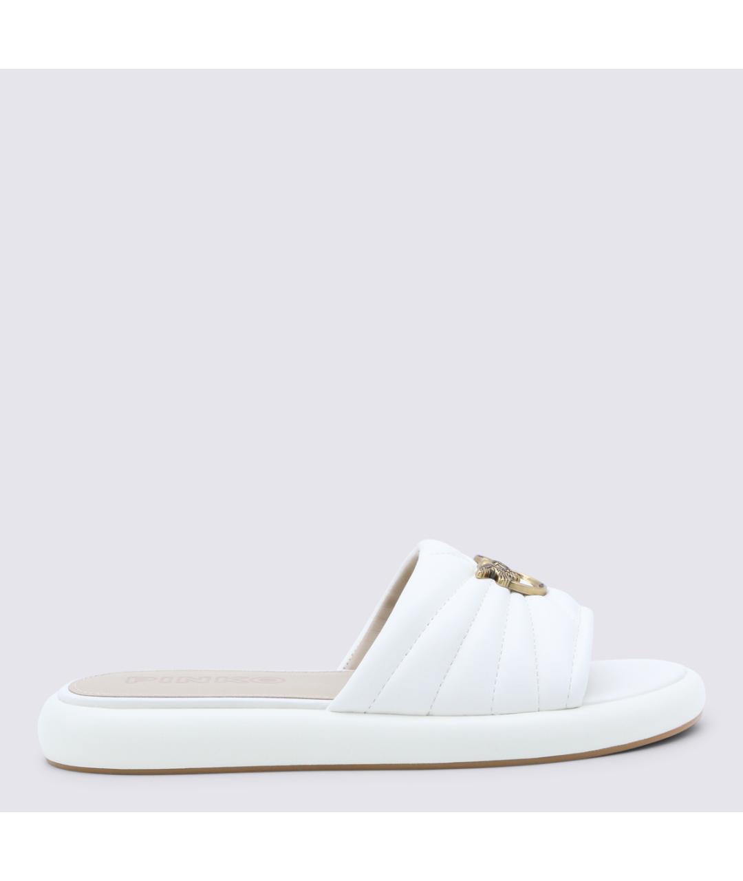 PINKO Белые кожаные шлепанцы, фото 5