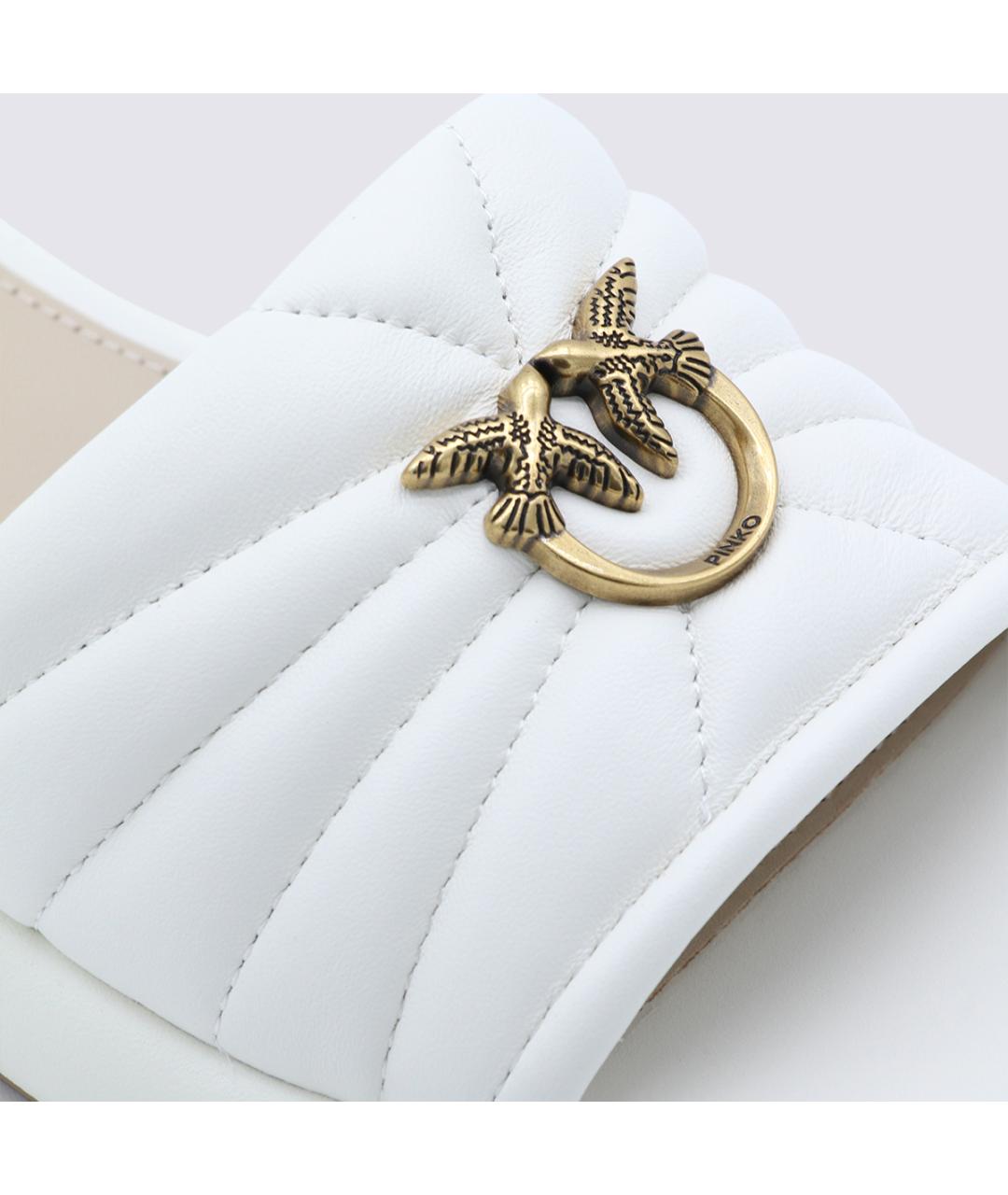 PINKO Белые кожаные шлепанцы, фото 4