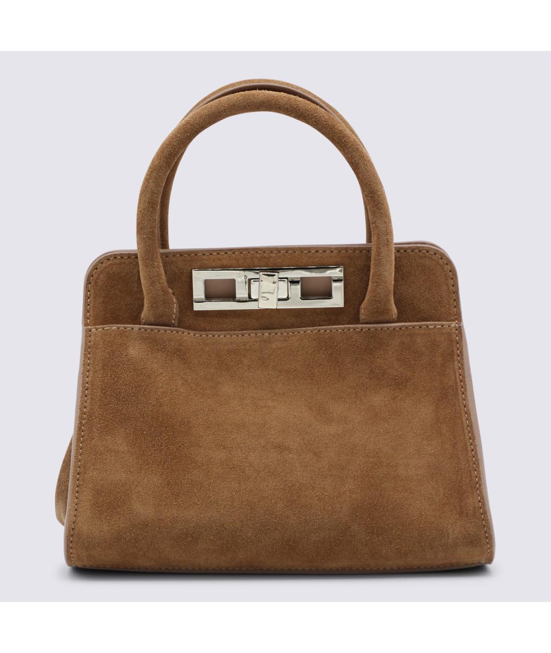 FABIANA FILIPPI Коричневая кожаная сумка с короткими ручками, фото 5