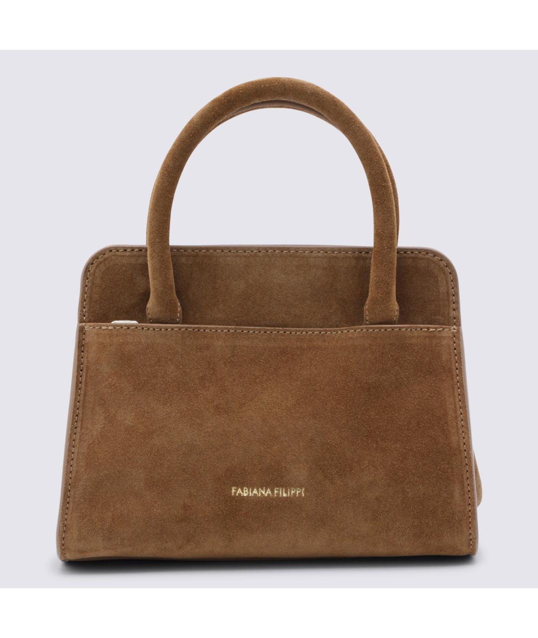 FABIANA FILIPPI Коричневая кожаная сумка с короткими ручками, фото 3