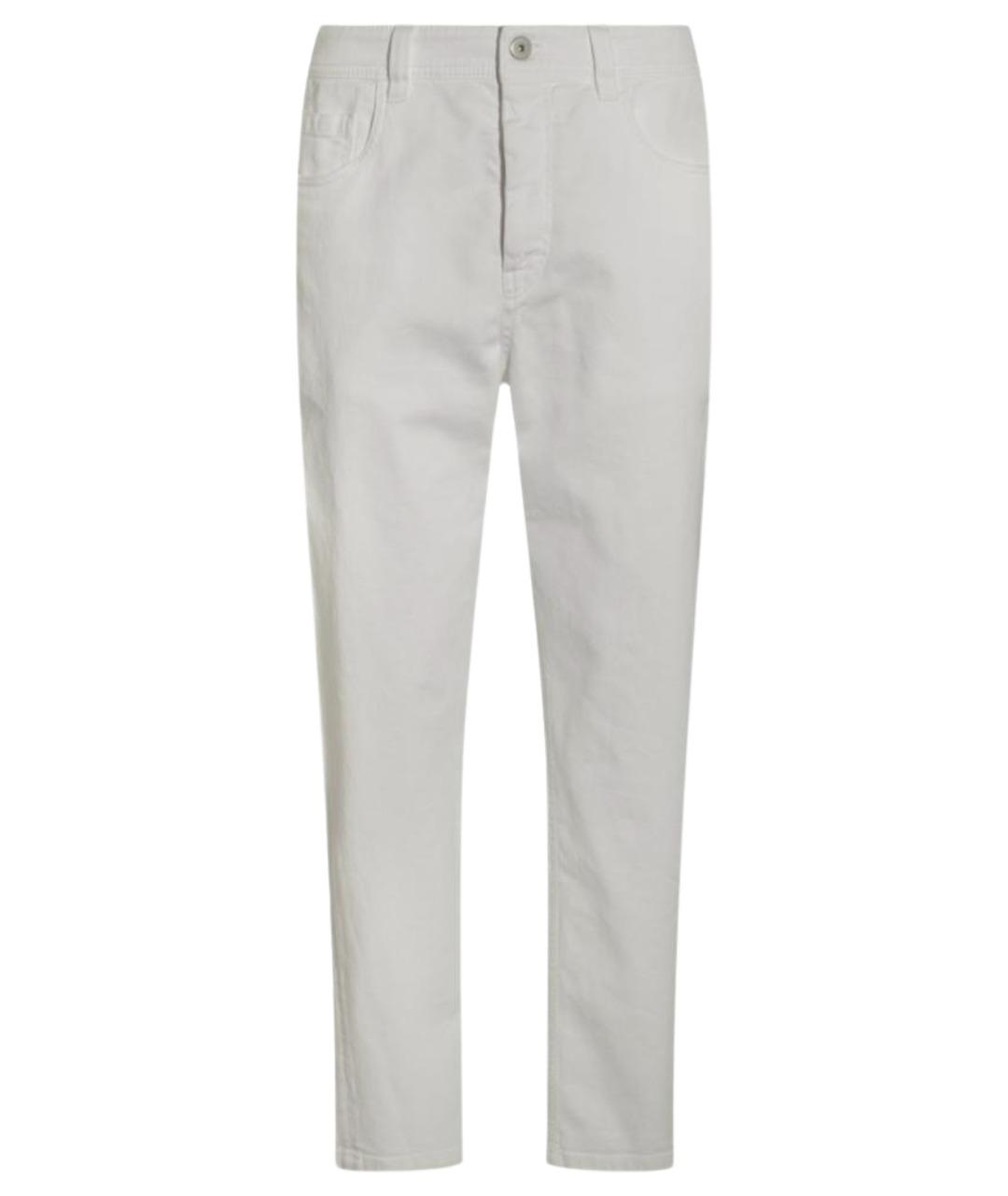BRUNELLO CUCINELLI Белые хлопко-эластановые прямые джинсы, фото 1