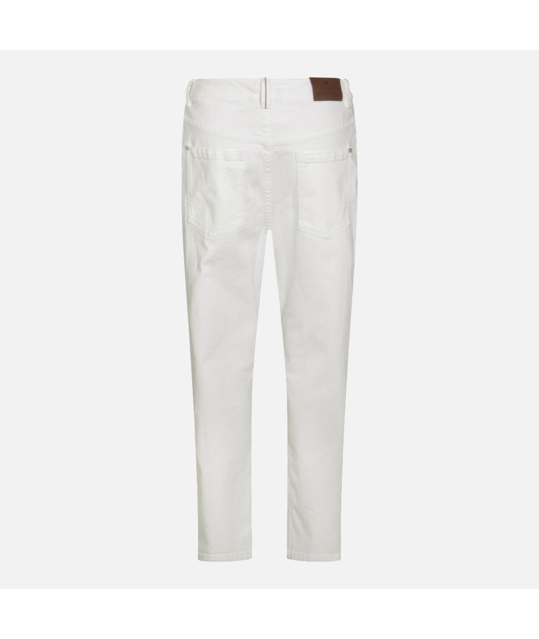 BRUNELLO CUCINELLI Белые хлопко-эластановые прямые джинсы, фото 2