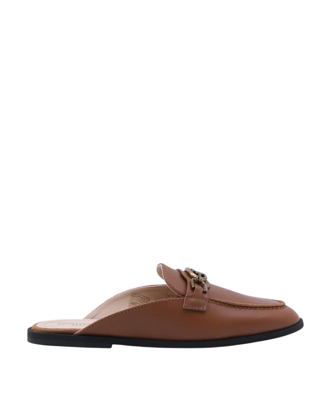 PINKO Коричневые кожаные мюли, фото 1
