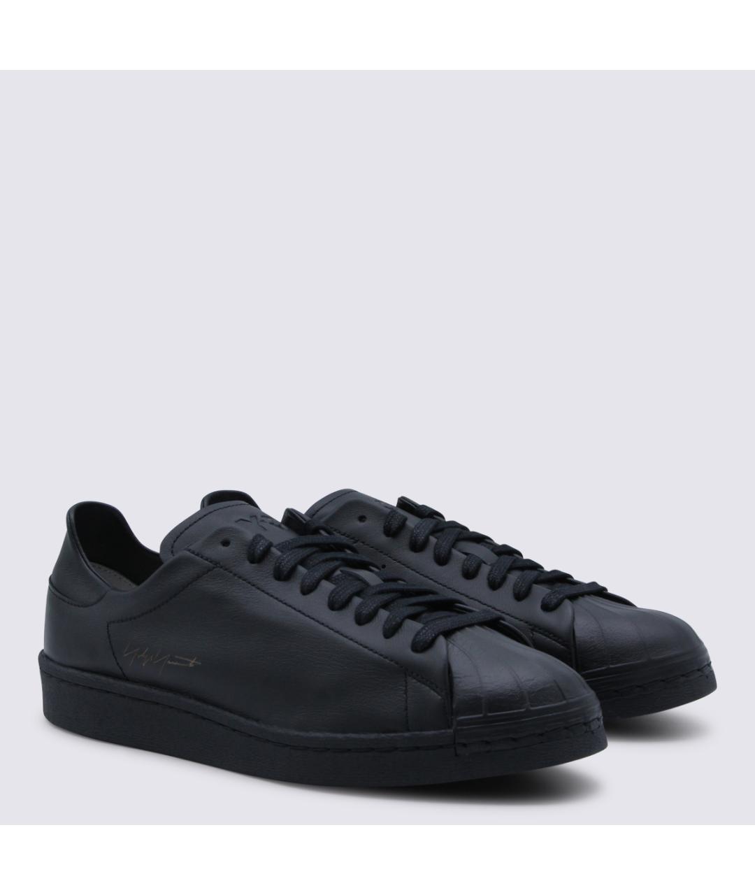 Y-3 Черные кожаные низкие кроссовки / кеды, фото 2
