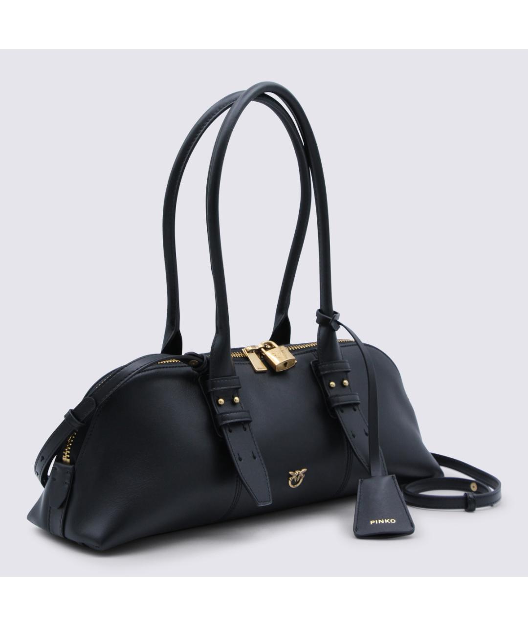 PINKO Черная кожаная сумка тоут, фото 2