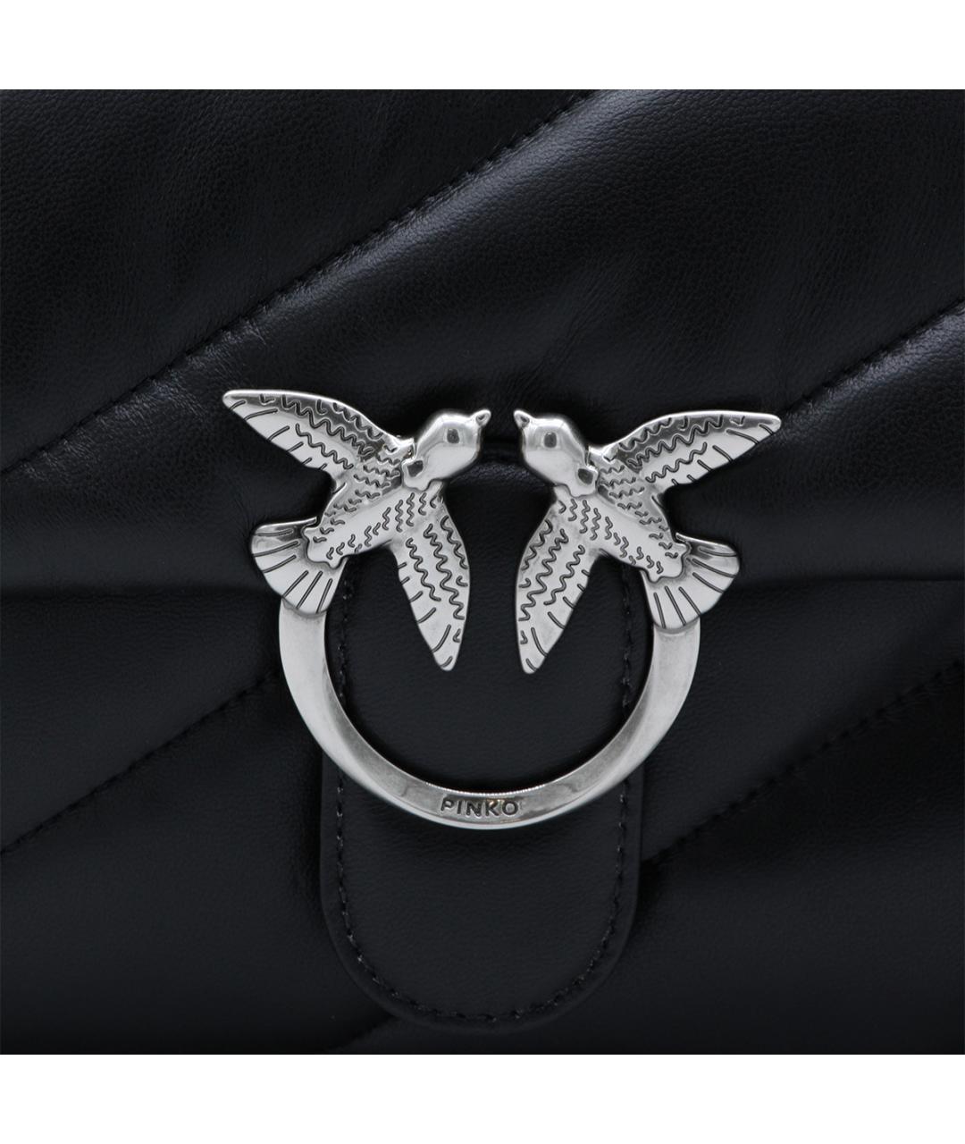 PINKO Черная кожаная сумка через плечо, фото 4