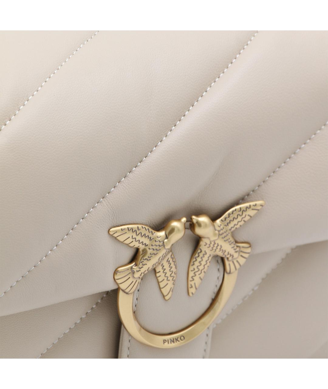 PINKO Бежевая кожаная сумка через плечо, фото 4