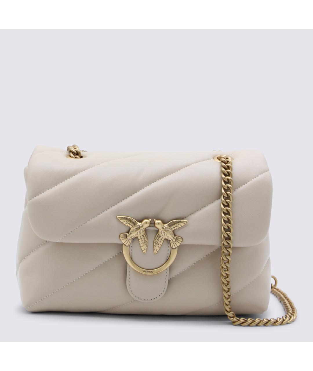PINKO Бежевая кожаная сумка через плечо, фото 5