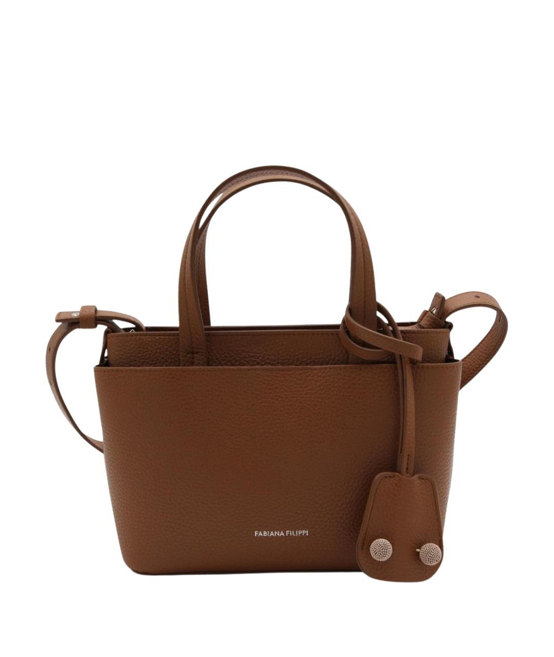 FABIANA FILIPPI Коричневая кожаная сумка тоут, фото 1