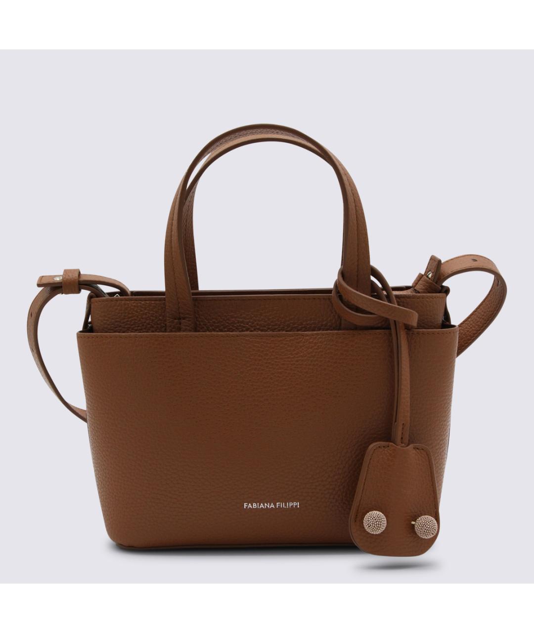 FABIANA FILIPPI Коричневая кожаная сумка тоут, фото 5