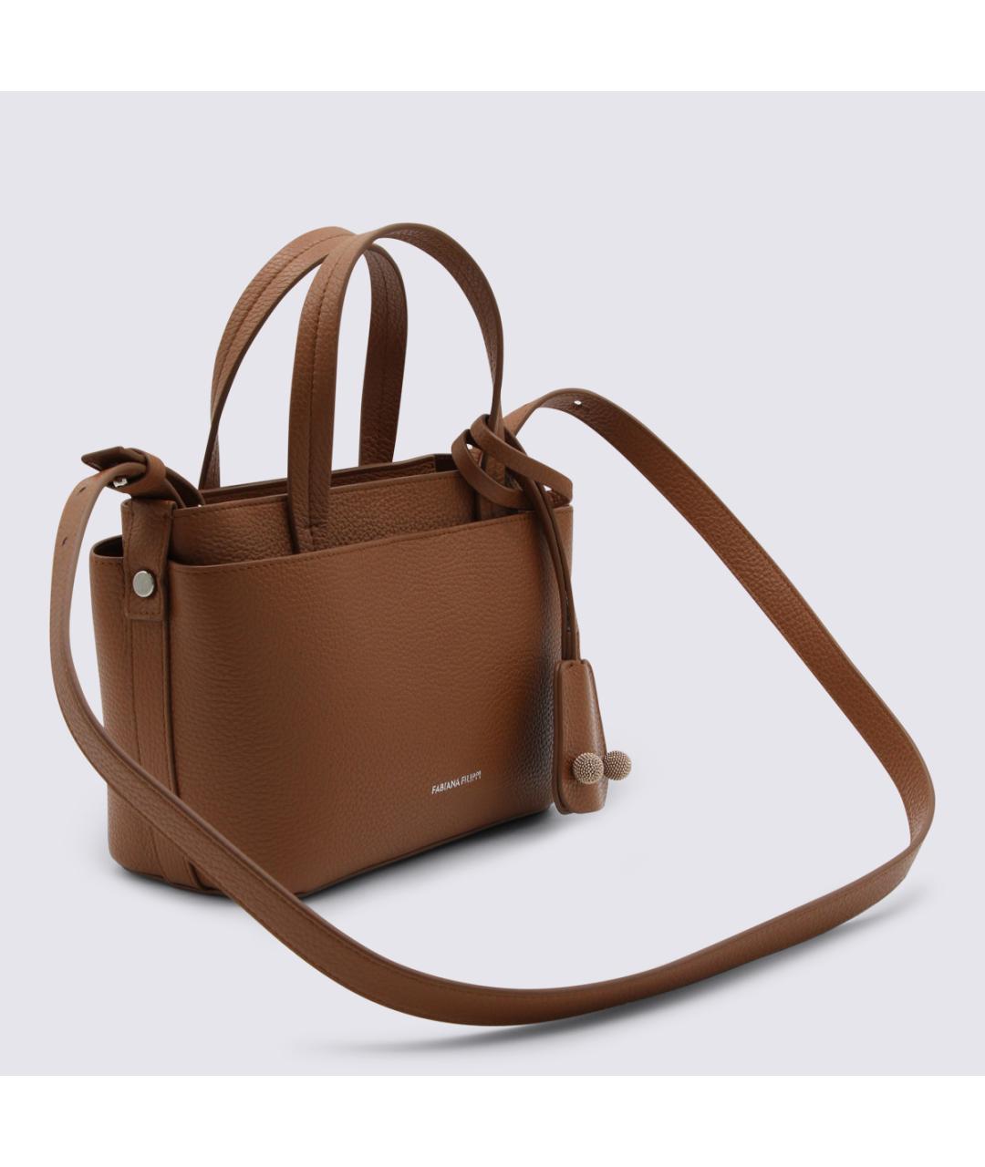 FABIANA FILIPPI Коричневая кожаная сумка тоут, фото 2