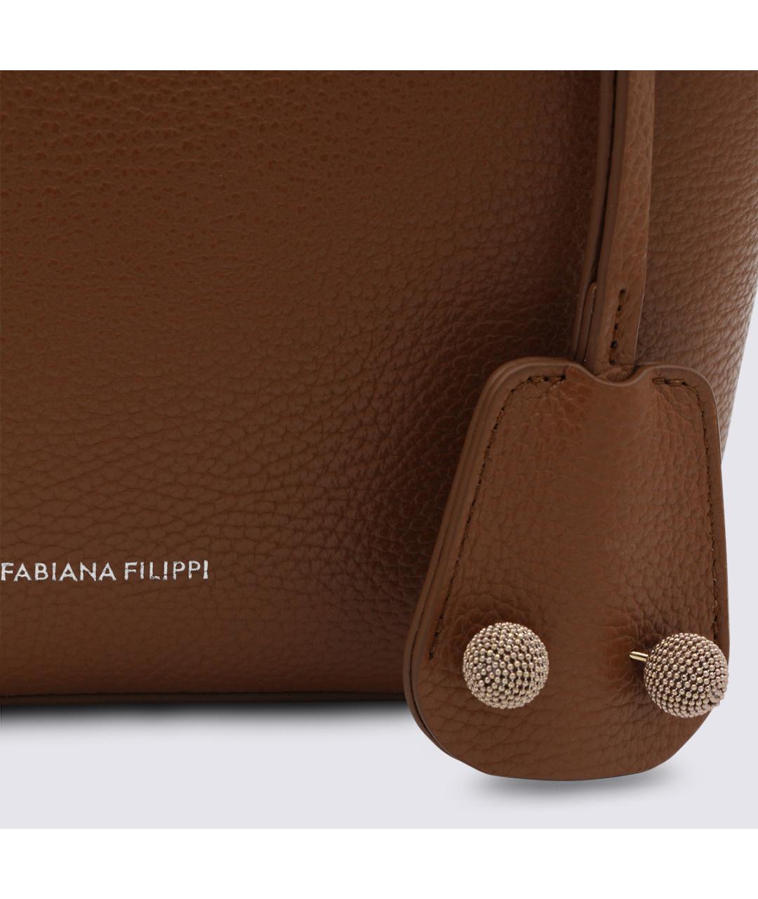 FABIANA FILIPPI Коричневая кожаная сумка тоут, фото 4