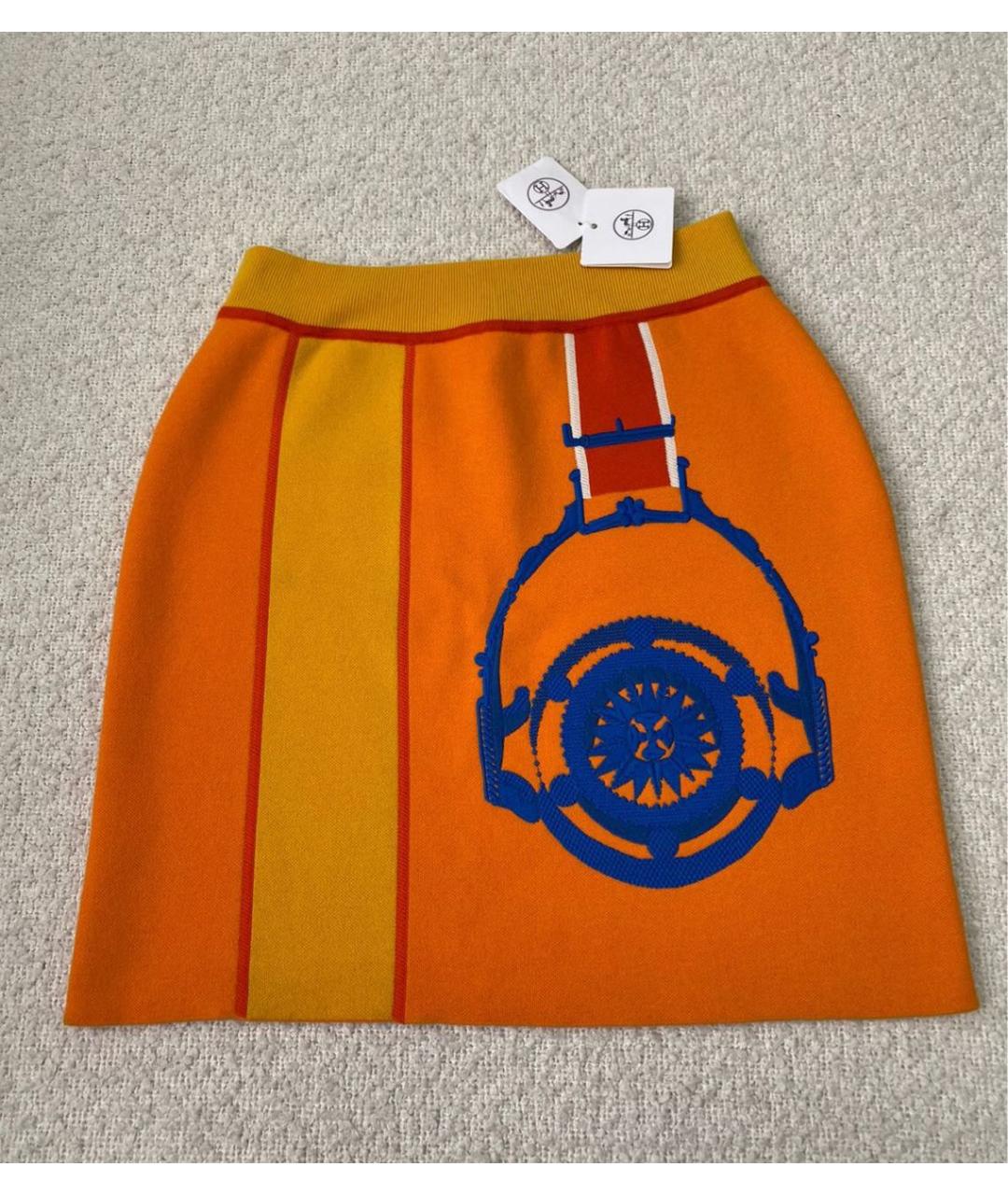 HERMES Оранжевая юбка мини, фото 2