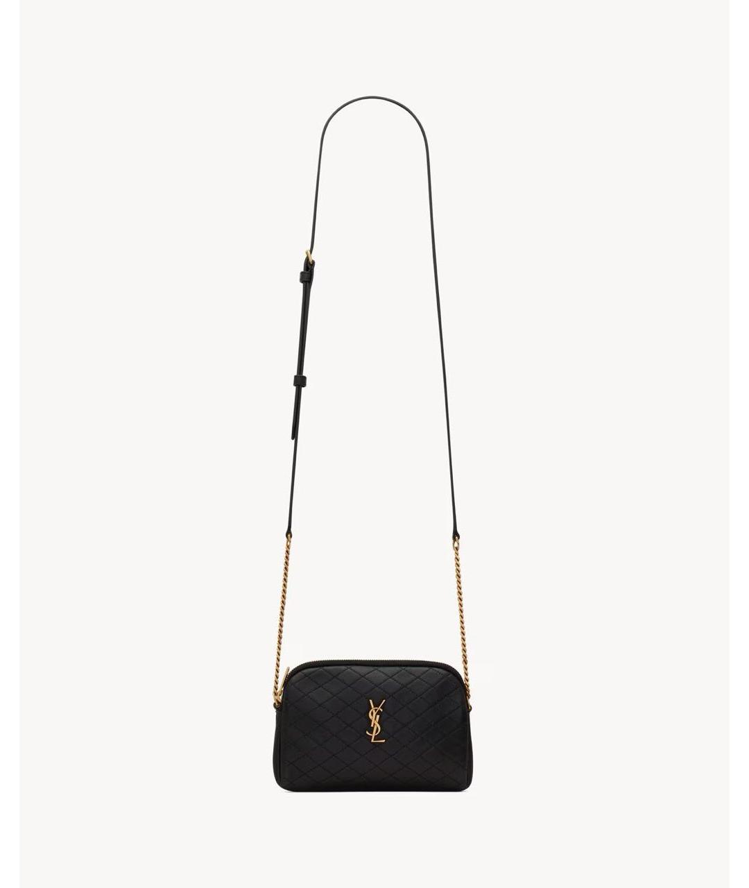SAINT LAURENT Черная кожаная сумка через плечо, фото 7