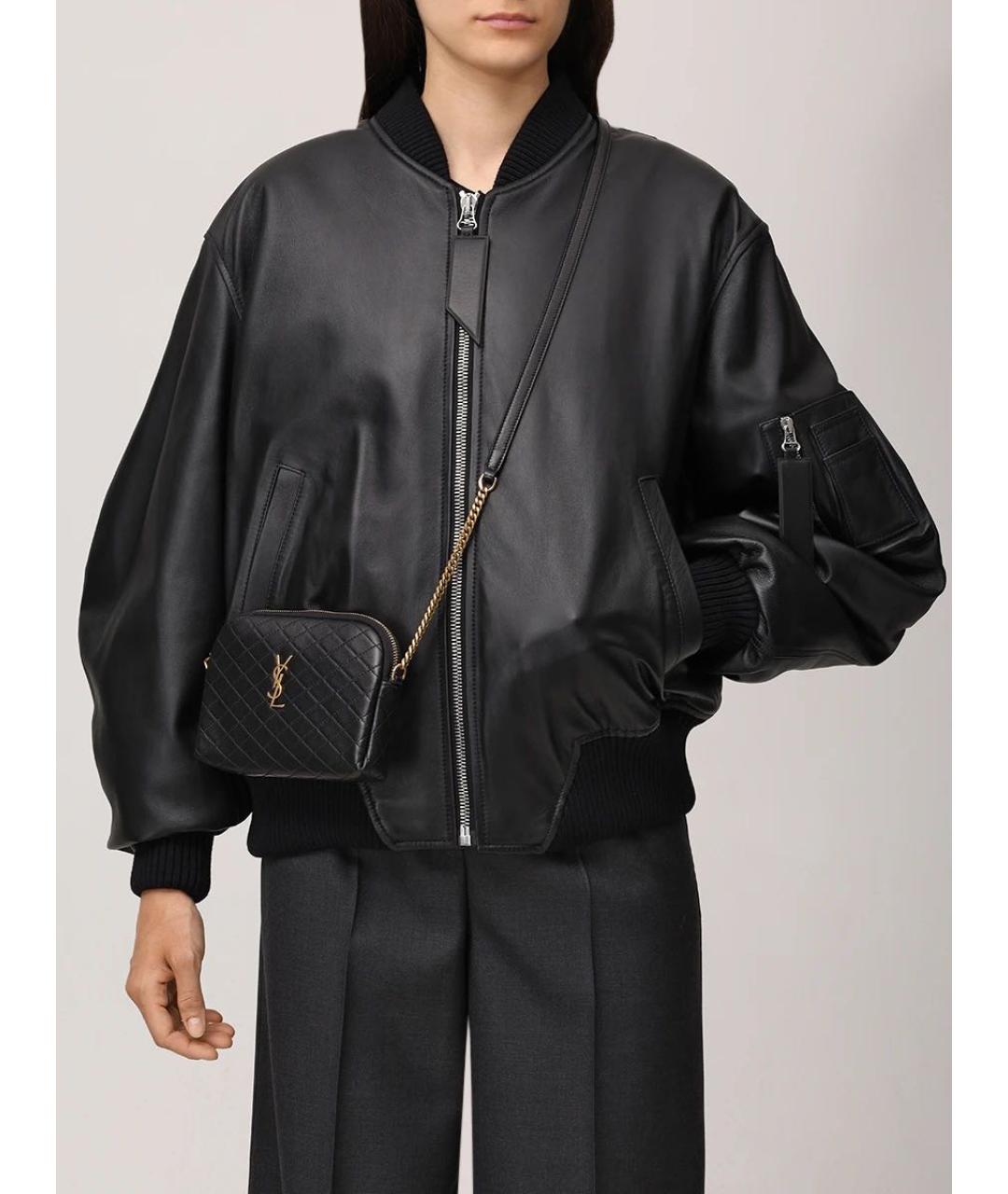 SAINT LAURENT Черная кожаная сумка через плечо, фото 8