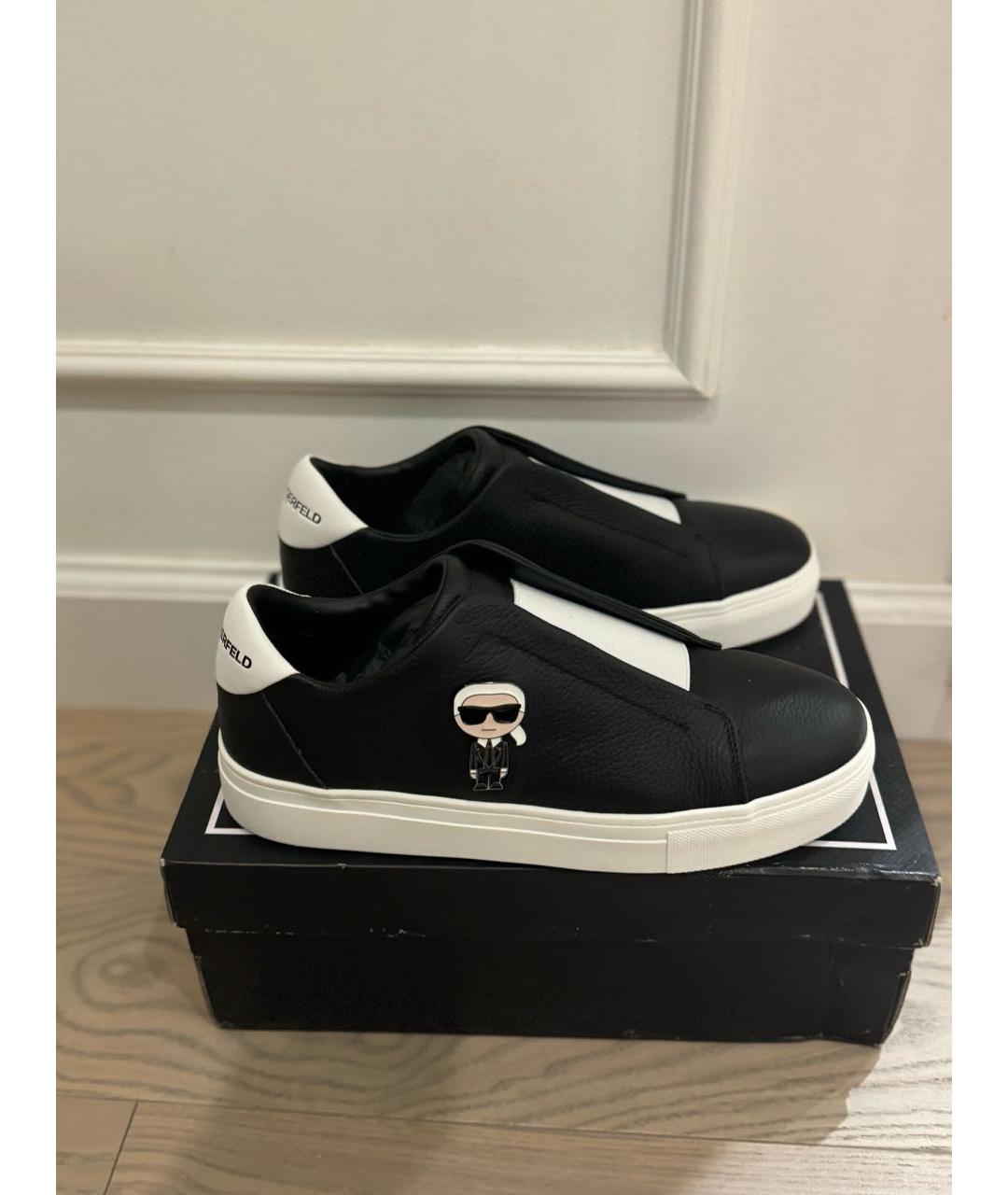 KARL LAGERFELD Черные кожаные слипоны, фото 7