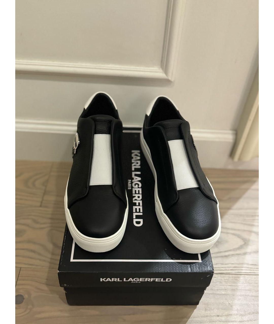 KARL LAGERFELD Черные кожаные слипоны, фото 4