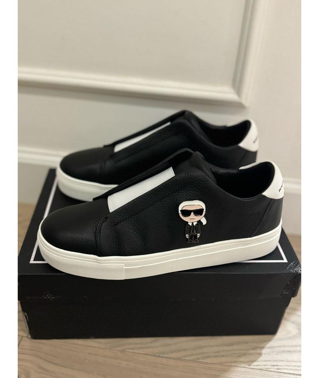 KARL LAGERFELD Черные кожаные слипоны, фото 6