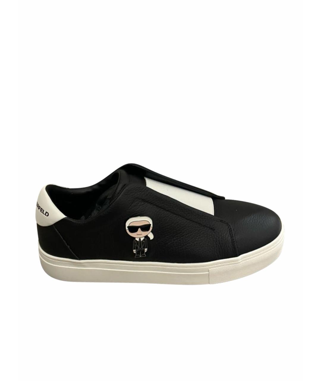 KARL LAGERFELD Черные кожаные слипоны, фото 1