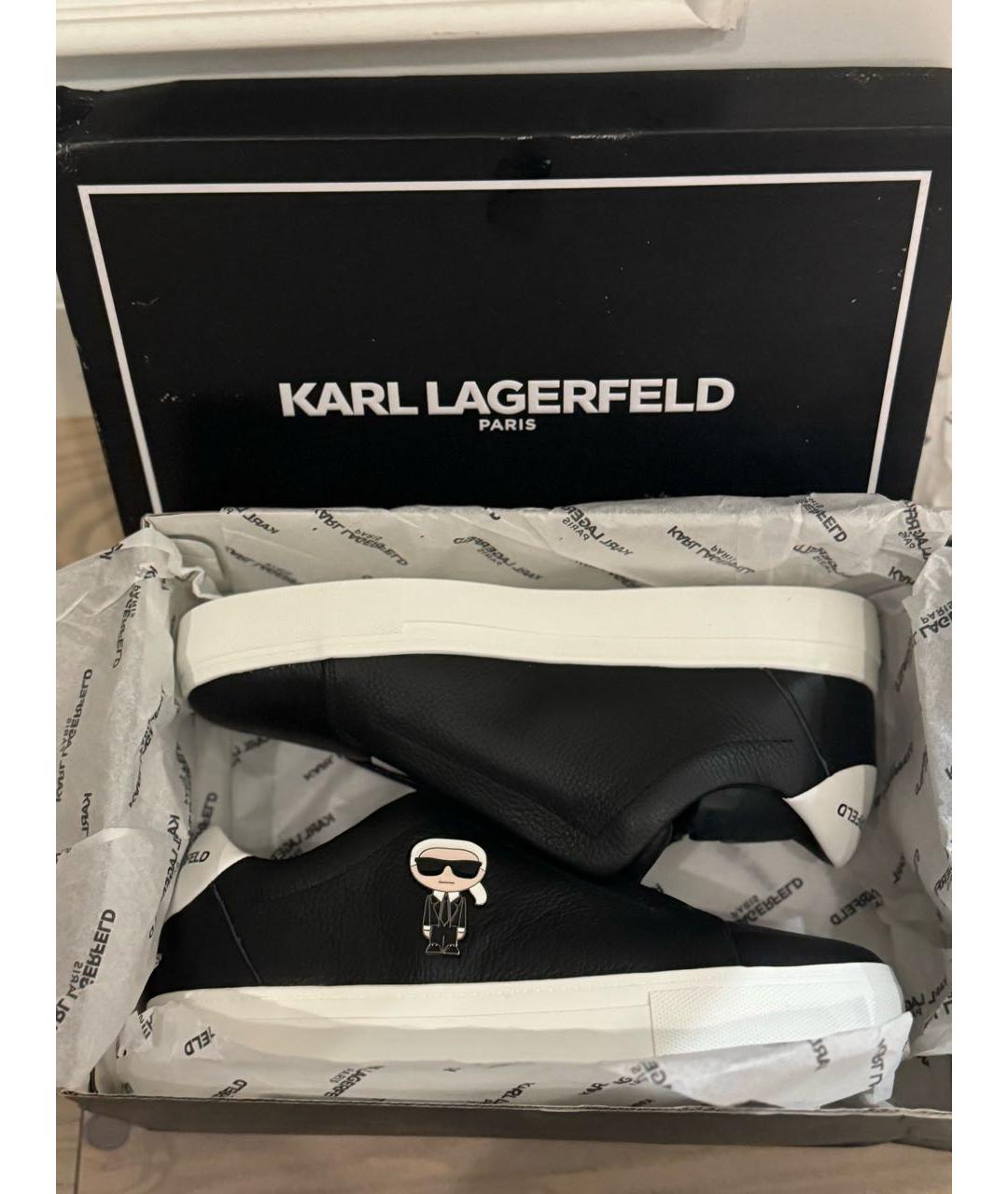 KARL LAGERFELD Черные кожаные слипоны, фото 5