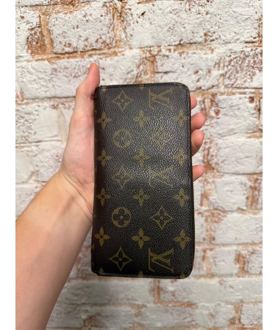 LOUIS VUITTON Коричневый кожаный кошелек, фото 6