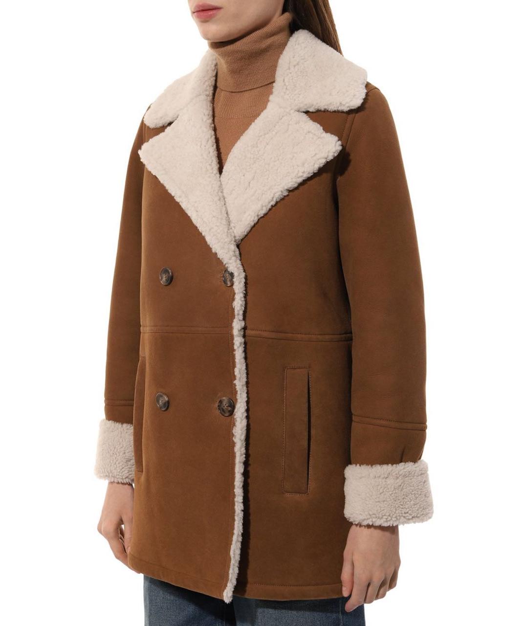 YVES SALOMON Бежевая замшевая дубленка, фото 3