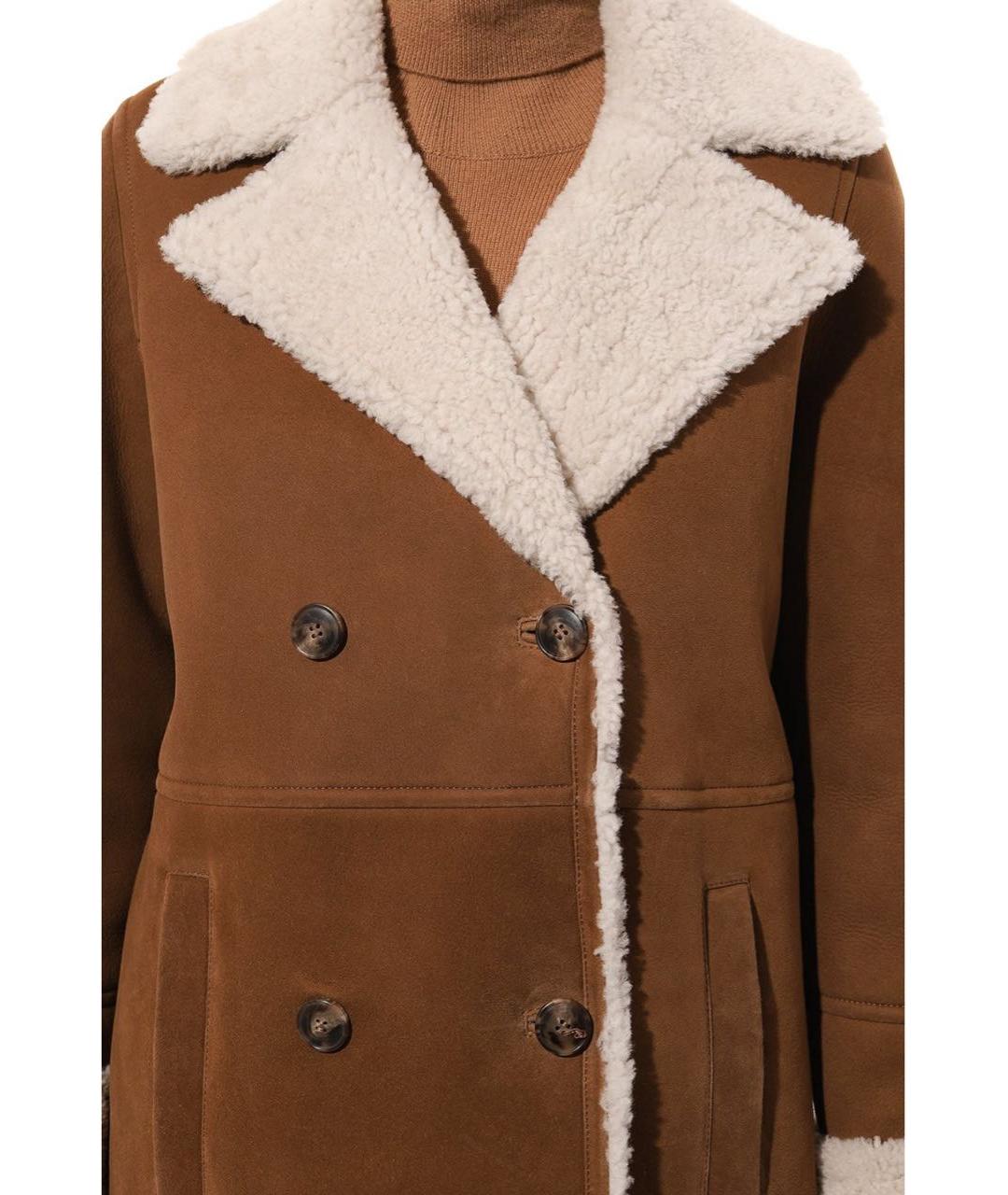 YVES SALOMON Бежевая замшевая дубленка, фото 5