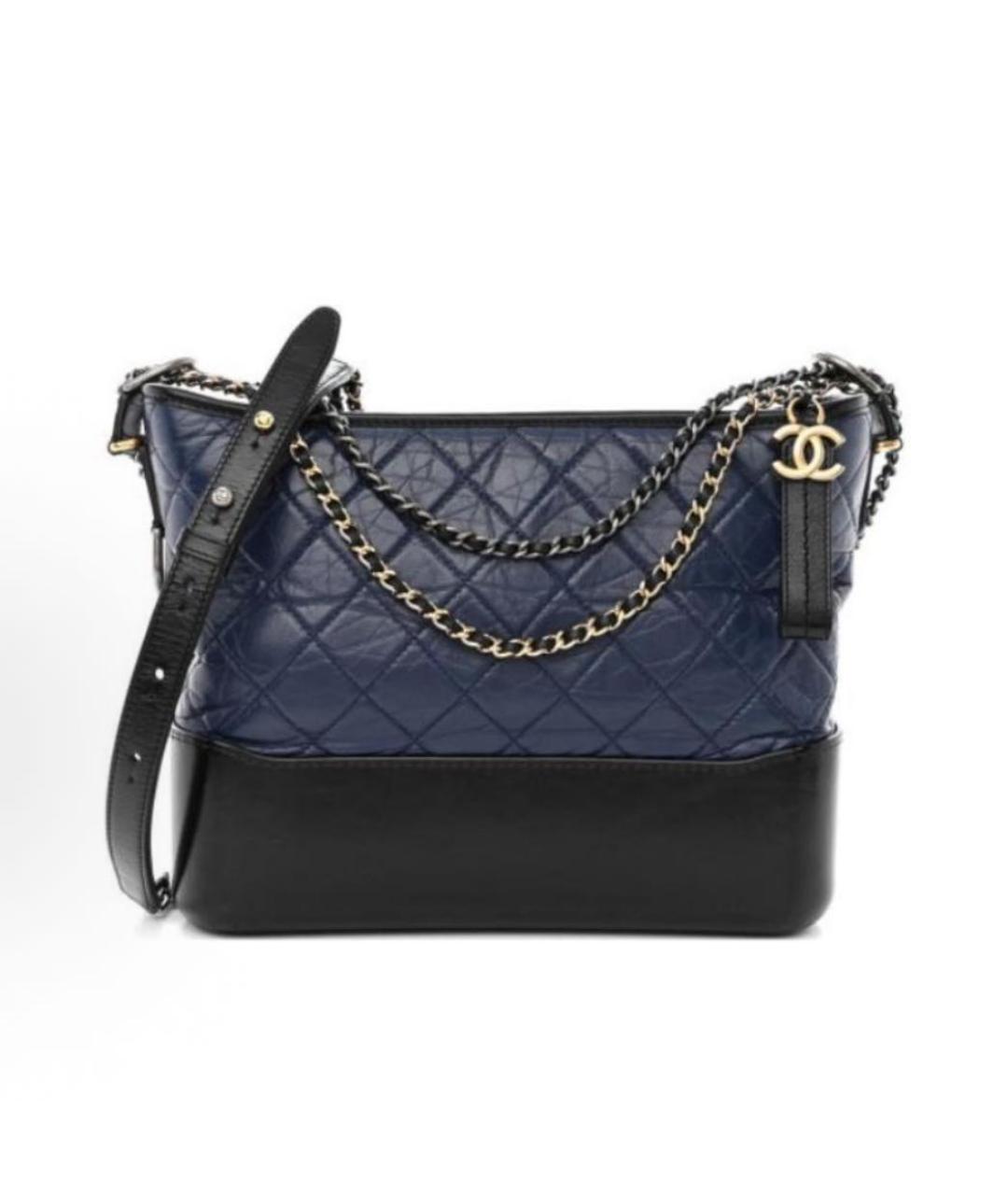 CHANEL Темно-синяя кожаная сумка через плечо, фото 5