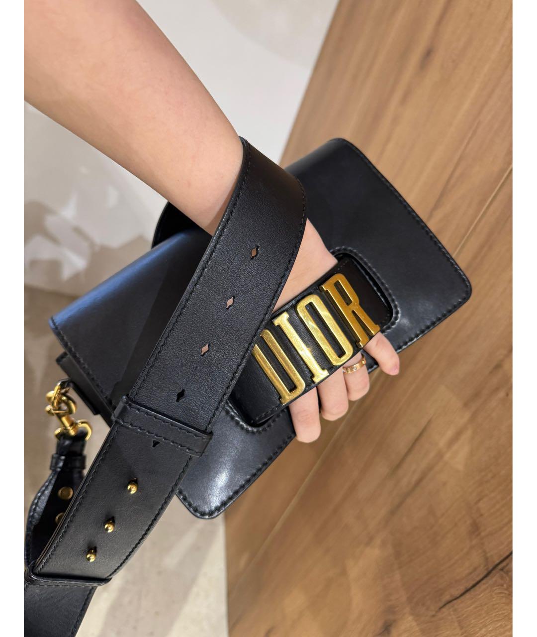 CHRISTIAN DIOR Черная кожаная сумка через плечо, фото 2