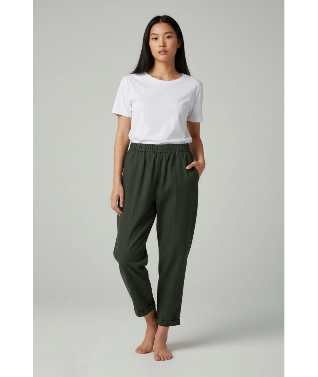 ANTONELLI FIRENZE Зеленые полиэстеровые брюки широкие, фото 4